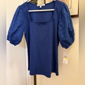 Beautiful Royal blue full sleeves with eye let pattern.